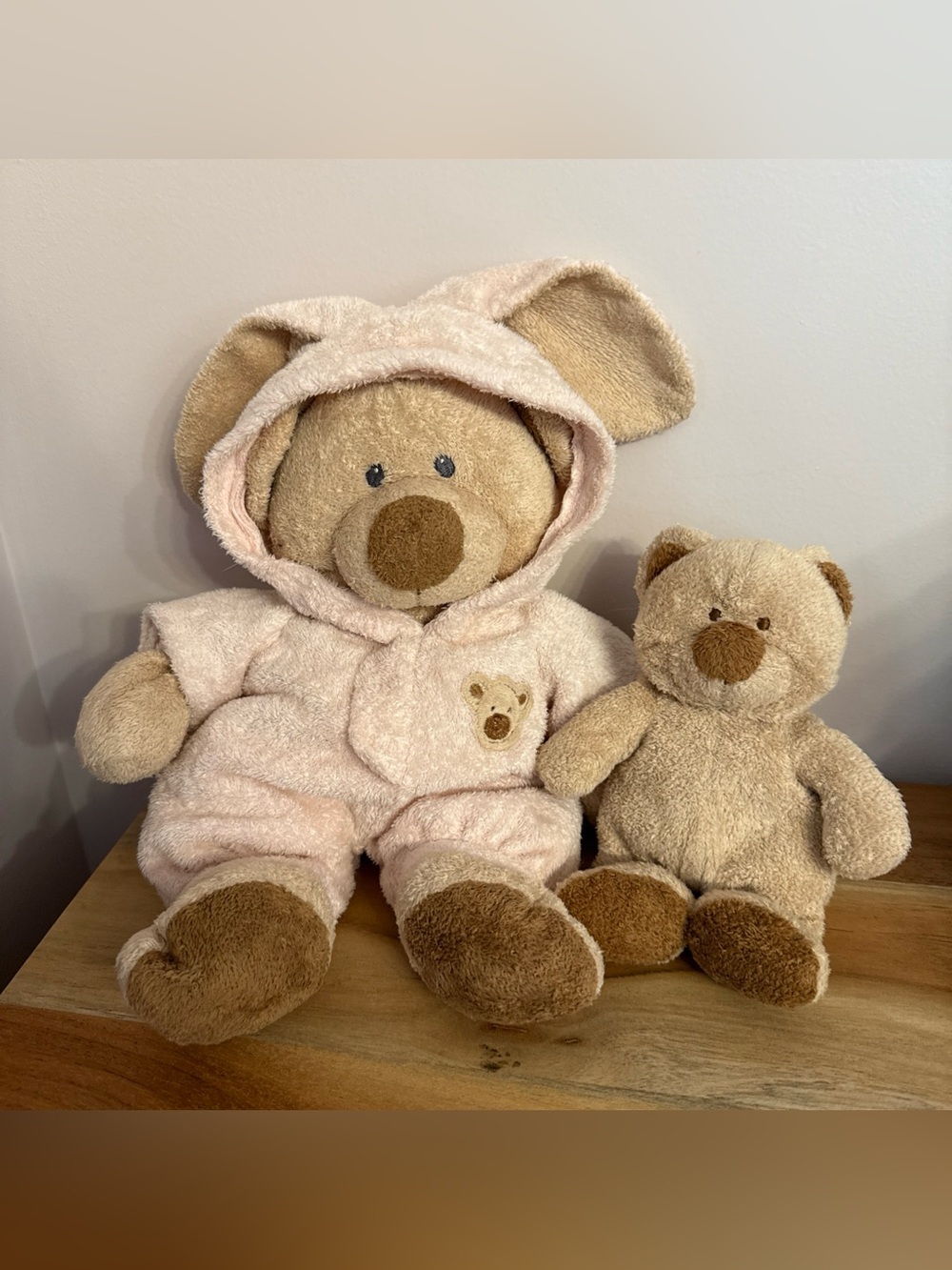Ty Pluffies Baby Bear Pink PJ Bunny Pajamas Set of 2 Big &Mini Love To Baby Bear